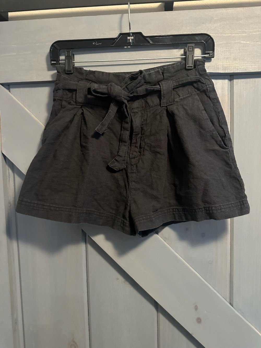 Black Tie Front Shorts
